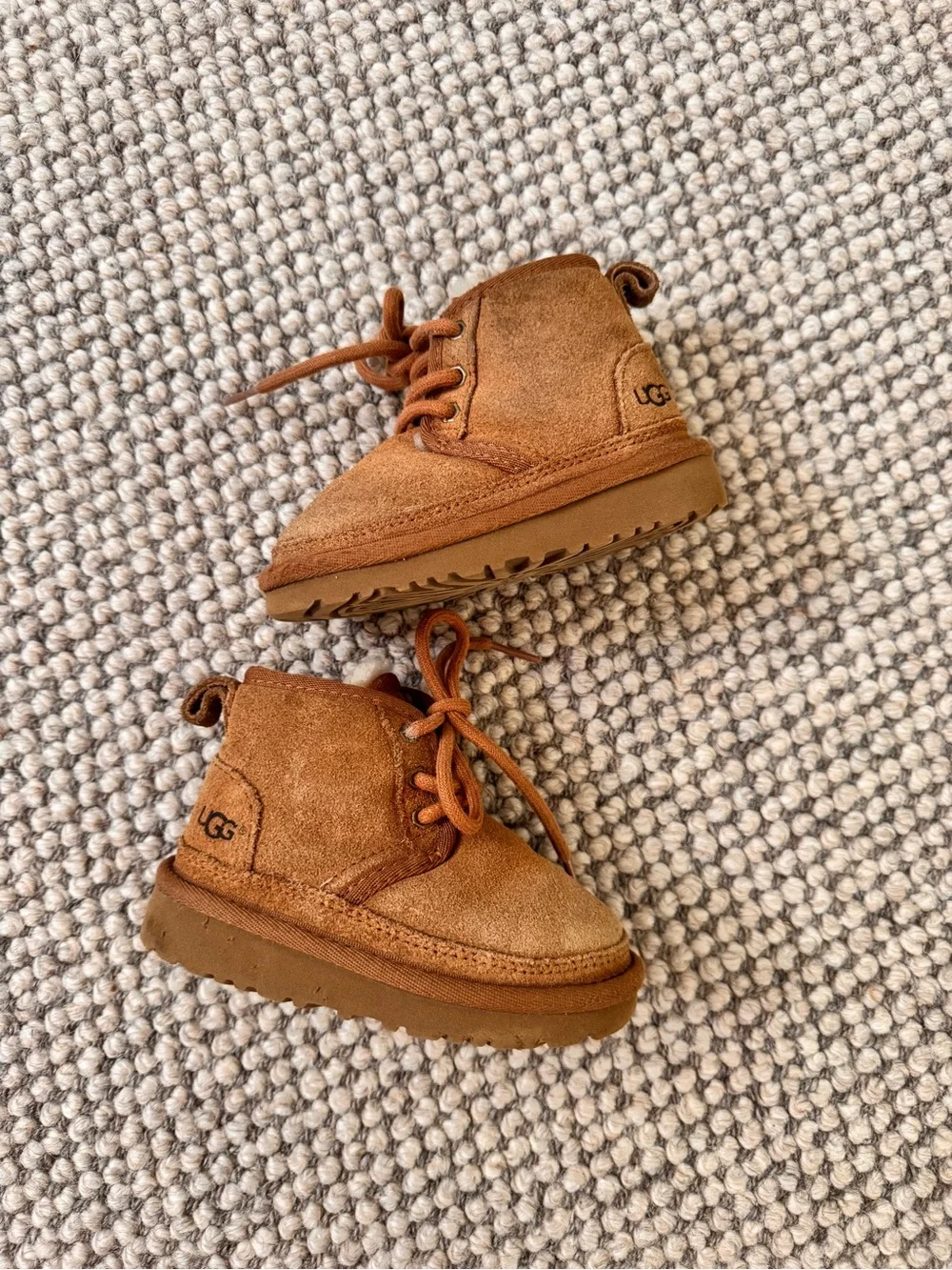 UGG Kids Cozy Shearling-Lined Brown Suede Boots